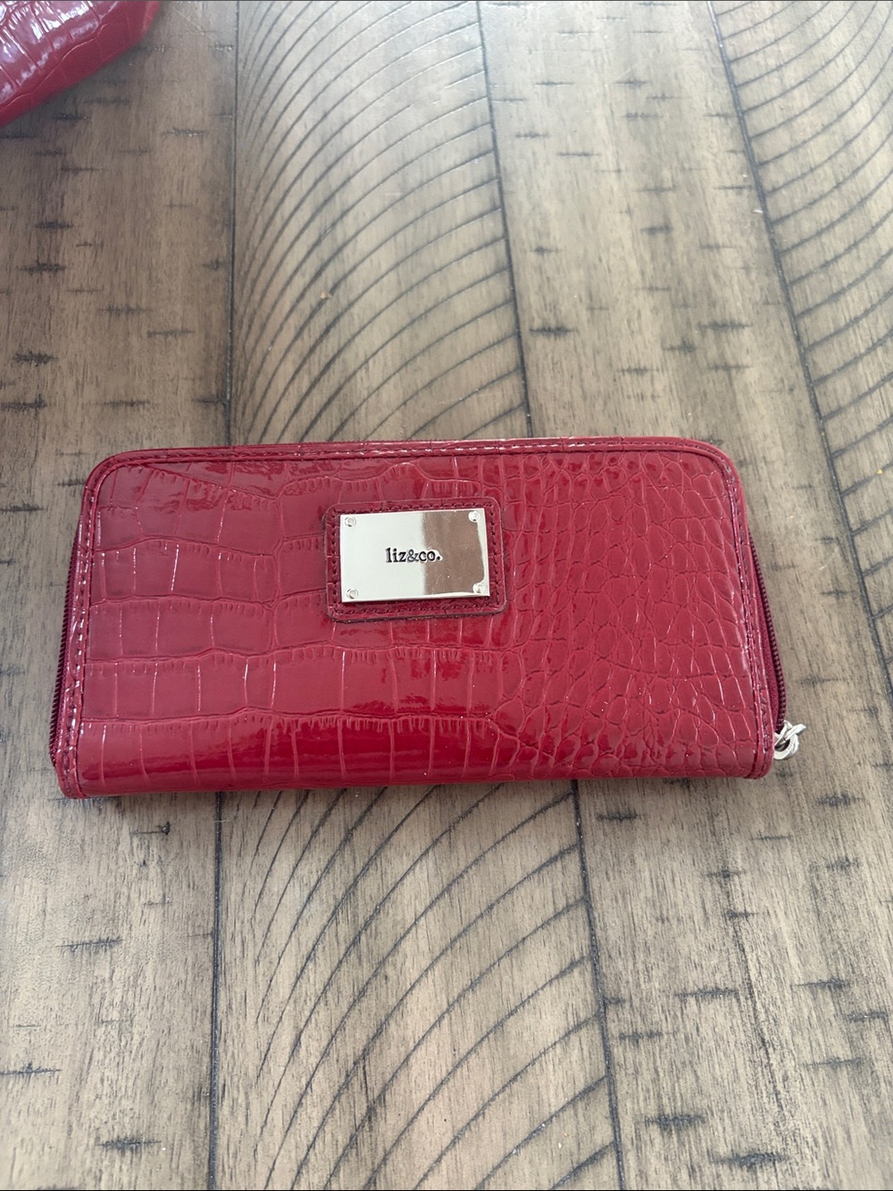 liz & co. Red Croc-Embossed Shoulder Bag with Matching Wallets - Picture 14 of 16